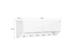 SoBuy Wandgarderobe mit 2 Klappen und 5 Haken MDF Weiß FHK24-W* Garderoben