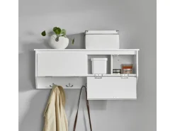 SoBuy Wandgarderobe mit 2 Klappen und 5 Haken MDF Weiß FHK24-W* Garderoben