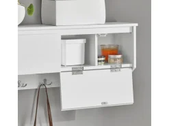 SoBuy Wandgarderobe mit 2 Klappen und 5 Haken MDF Weiß FHK24-W* Garderoben