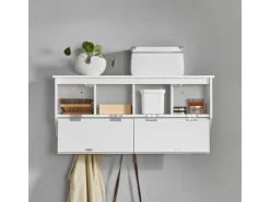 SoBuy Wandgarderobe mit 2 Klappen und 5 Haken MDF Weiß FHK24-W* Garderoben