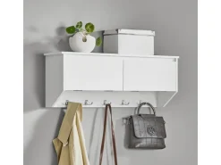 SoBuy Wandgarderobe mit 2 Klappen und 5 Haken MDF Weiß FHK24-W* Garderoben