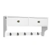 SoBuy Wandgarderobe mit 2 Schubladen und 5 Haken Holz Weiß FRG178-W