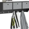 SoBuy Wandgarderobe mit 3 Körben und 5 Haken Holz Schwarz FRG282-SCH* Garderoben