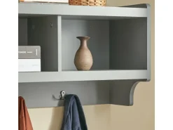SoBuy Wandgarderobe mit 3 Körben und 4 Haken MDF Grau FHK28-HG* Garderoben