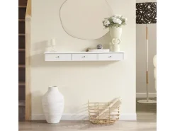 SoBuy Wandschrank mit 3 Schubladen Hängeschrank Weiß FRG43-L-W* Schweberegale|Regal Weiß