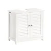 SoBuy Waschbeckenunterschrank Badschrank mit 2 Lamellentüren MDF 60x58x35cm Weiß FRG237-W* Schränke