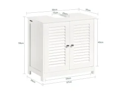 SoBuy Waschbeckenunterschrank Badschrank mit 2 Lamellentüren MDF 60x58x35cm Weiß FRG237-W* Schränke