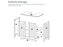SoBuy Waschbeckenunterschrank Badschrank mit 2 Lamellentüren MDF 60x58x35cm Weiß FRG237-W* Schränke
