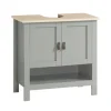 SoBuy Waschbeckenunterschrank Badschrank mit 2 Türen und 1 Fach 60x60x30cm Grau BZR69-HG* Schränke|Aufbewahrung