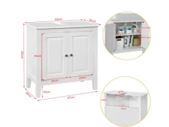 SoBuy Waschbeckenunterschrank Badschrank mit 2 Türen MDF 60x62x30cm Weiß FRG202-W* Schränke