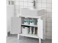 SoBuy Waschbeckenunterschrank Badschrank mit 2 Türen MDF 60x62x30cm Weiß FRG202-W* Schränke