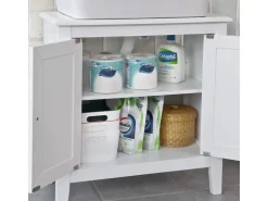 SoBuy Waschbeckenunterschrank Badschrank mit 2 Türen MDF 60x62x30cm Weiß FRG202-W* Schränke