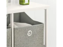 SoBuy Wäscheschrank mit 2 abnehmbaren Wäschesäcken Metall Vlies Grau BZR57-W* Sitzbänke