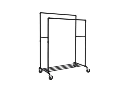 Songmics Doppelkleiderstange mit Rollen und Ablage 50 x 100 x 163 cm Schwarz* Garderoben