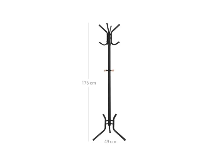 Songmics Hutständer 12 Haken 49 cm x 176 cm Schwarz