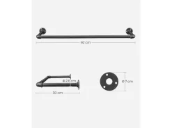 Songmics Kleiderstangen Wandbefestigung 2er Set 92 cm x 30 cm x 7 cm Schwarz
