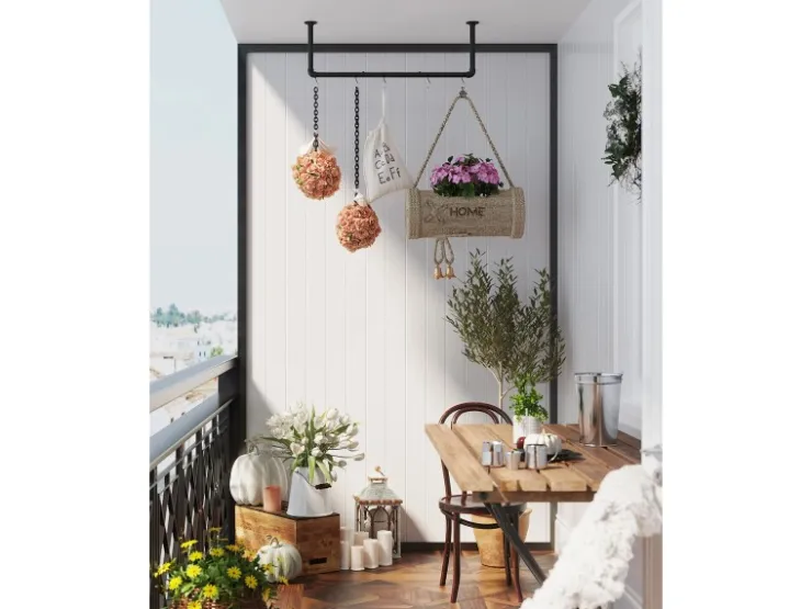 Songmics Kleiderstangen Wandbefestigung 2er Set 92 cm x 30 cm x 7 cm Schwarz