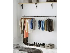 Songmics Kleiderstangen Wandbefestigung 2er Set 92 cm x 30 cm x 7 cm Schwarz