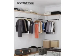 Songmics Kleiderstangen Wandbefestigung 2er Set 92 cm x 30 cm x 7 cm Schwarz