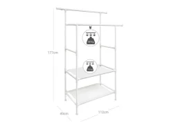 Songmics Kleiderständer 2 Ablagen 47 cm x 117 cm x 176 cm Weiß
