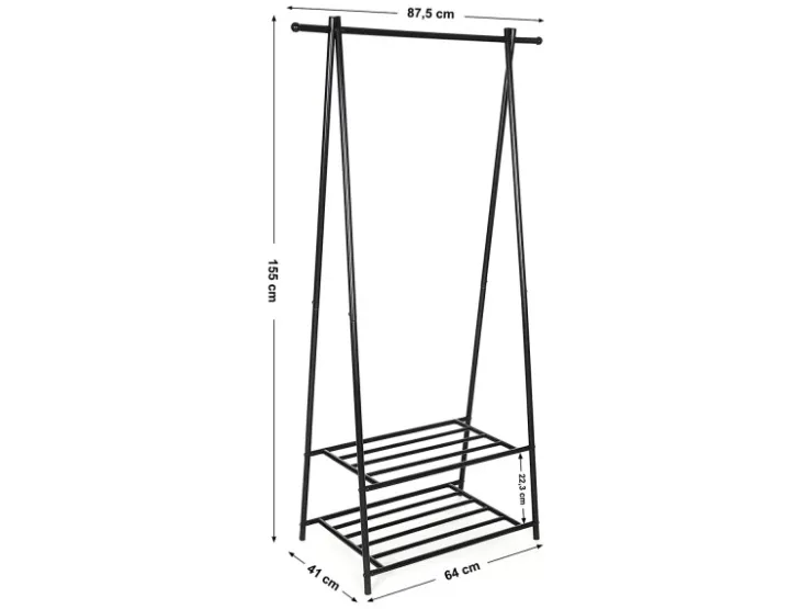 Songmics Kleiderständer 2 Ablagen 155,7 cm x 87,8 cm x 41,6 cm Schwarz* Garderoben