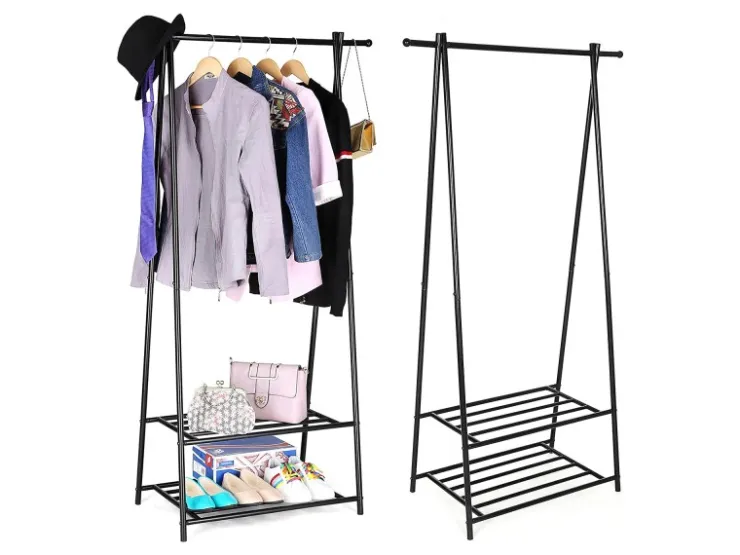 Songmics Kleiderständer 2 Ablagen 155,7 cm x 87,8 cm x 41,6 cm Schwarz* Garderoben