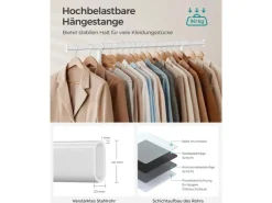 Songmics Kleiderständer mit Rollen 45,4 cm x 132 cm x 160 cm Weiß