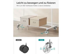 Songmics Kleiderständer mit Rollen 45,4 cm x 132 cm x 160 cm Weiß