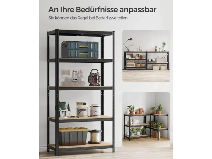 Songmics Lagerregal 50 cm x 100 cm x 200 cm Schwarz