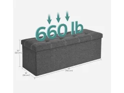 Songmics Sitzbank mit Stauraum 110 cm x 38 cm x 38 cm Grau* Sitzbänke