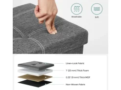 Songmics Sitzbank mit Stauraum 110 cm x 38 cm x 38 cm Grau* Sitzbänke