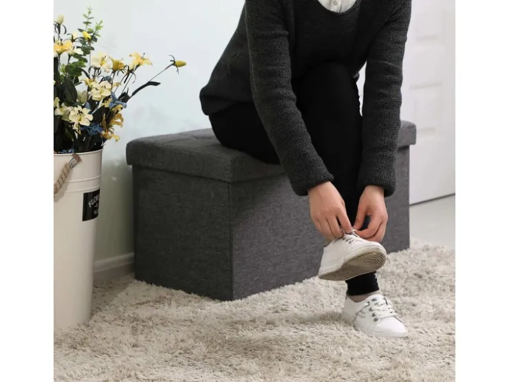 Songmics Sitzbank mit Stauraum 38 cm x 76 cm x 38 cm Grau* Sitzbänke