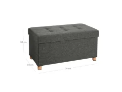 Songmics Sitztruhe mit Stauraum 38 cm x 76 cm x 40 cm Grau