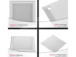 SOTECH Aluminium-Lüftungsgitter 250 x 250 mm Aufschraubbar mit Insektenschutz* Insektenschutz
