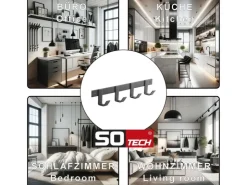 SOTECH Blackline ALBA Hakenleiste Klein 345 mm mit 4 Haken Schwarz Pulverbeschichtet* Garderoben