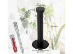 SOTECH Garderobenhaken TALEA Ø10 mm Ø15 mm Länge 70 mm Edelstahl Schwarz Matt
