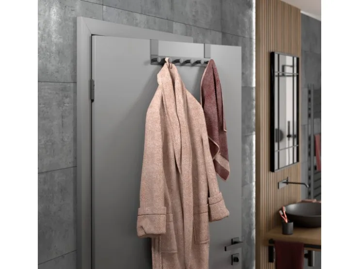 SOTECH Türgarderobe LINEA II Edelstahl mit 6 Haken für 40 mm Türen Ohne Falz