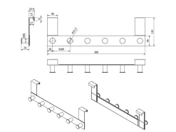 SOTECH Türgarderobe LINEA I Edelstahl mit 6 Haken für Türen mit Falz max. 16 mm* Garderoben