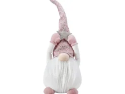 Stoff-Weihnachtsmann Sitzend Rosa-Weiß 45 cm x 9 cm x 16 cm