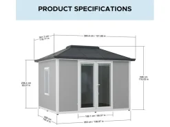 Sunjoy Gartenhaus Riga Alu/Stahl 302 cm x 386 cm Grau