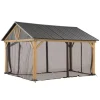 Sunjoy Zedernholz Gazebo Netz 335 cm x 399 cm Khaki