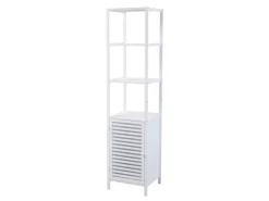 SVITA Badregal L Mit Tür Hoher Badezimmerschrank Regal Freistehend Natur Weiß