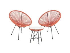 SVITA Bali Balkon Möbel Set Lounge Garnitur Relax Egg-Chair Flecht-Design Terracotta* Sessel