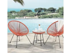 SVITA Bali Balkon Möbel Set Lounge Garnitur Relax Egg-Chair Flecht-Design Terracotta* Sessel