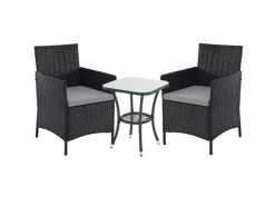 SVITA Brooklyn Bistro Gartenmöbelset 3-tlg. Rattan Outdoor Gartenlounge
