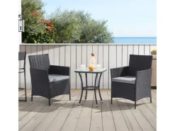 SVITA Brooklyn Bistro Gartenmöbelset 3-tlg. Rattan Outdoor Gartenlounge
