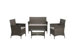 SVITA Brooklyn Polyrattan Sitzgruppe Lounge Gartenmöbel Set* Kissen|Sessel