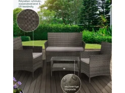 SVITA Brooklyn Polyrattan Sitzgruppe Lounge Gartenmöbel Set* Kissen|Sessel