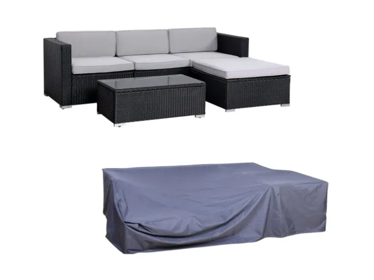 SVITA California Garten-Lounge Set Mit Haube Polyrattan Gartenset Balkon-Set Rattan-Lounge