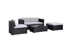 SVITA California Garten-Lounge Set Mit Haube Polyrattan Gartenset Balkon-Set Rattan-Lounge